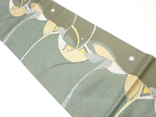 すくい織紙布金通し抽象模様織出し袋帯